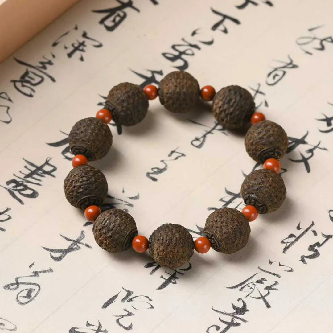 Old Hui'an agarwood old material second sinking dzi bead bracelet