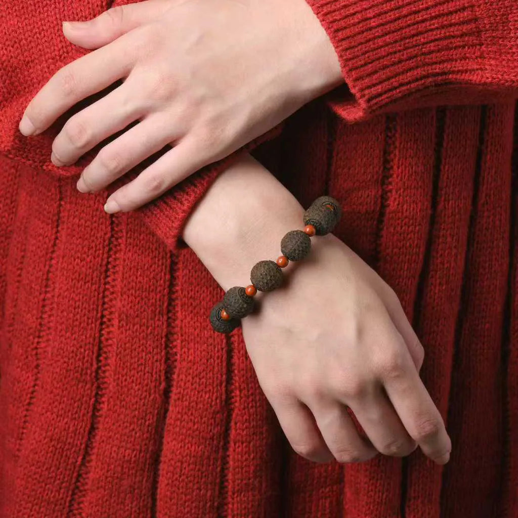 Old Hui'an agarwood old material second sinking dzi bead bracelet