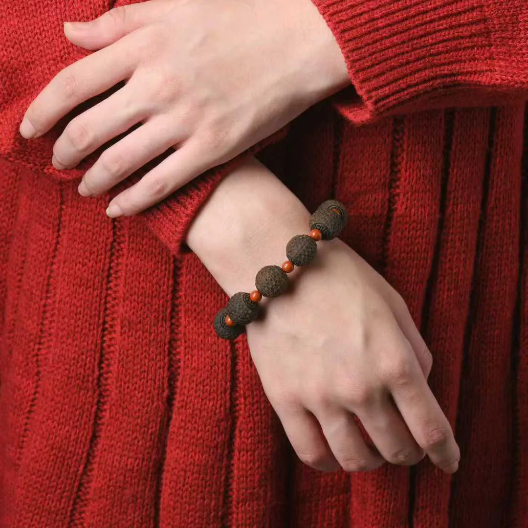 Old Hui'an agarwood old material second sinking dzi bead bracelet