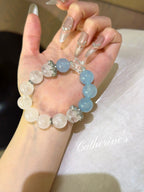 🔵⚪️ Blue Chalcedony White Phantom White Crystal Merkaba Bracelet Inspire Creativity | Harmonize Relationships | Soothe Emotions | Attract Prosperity
