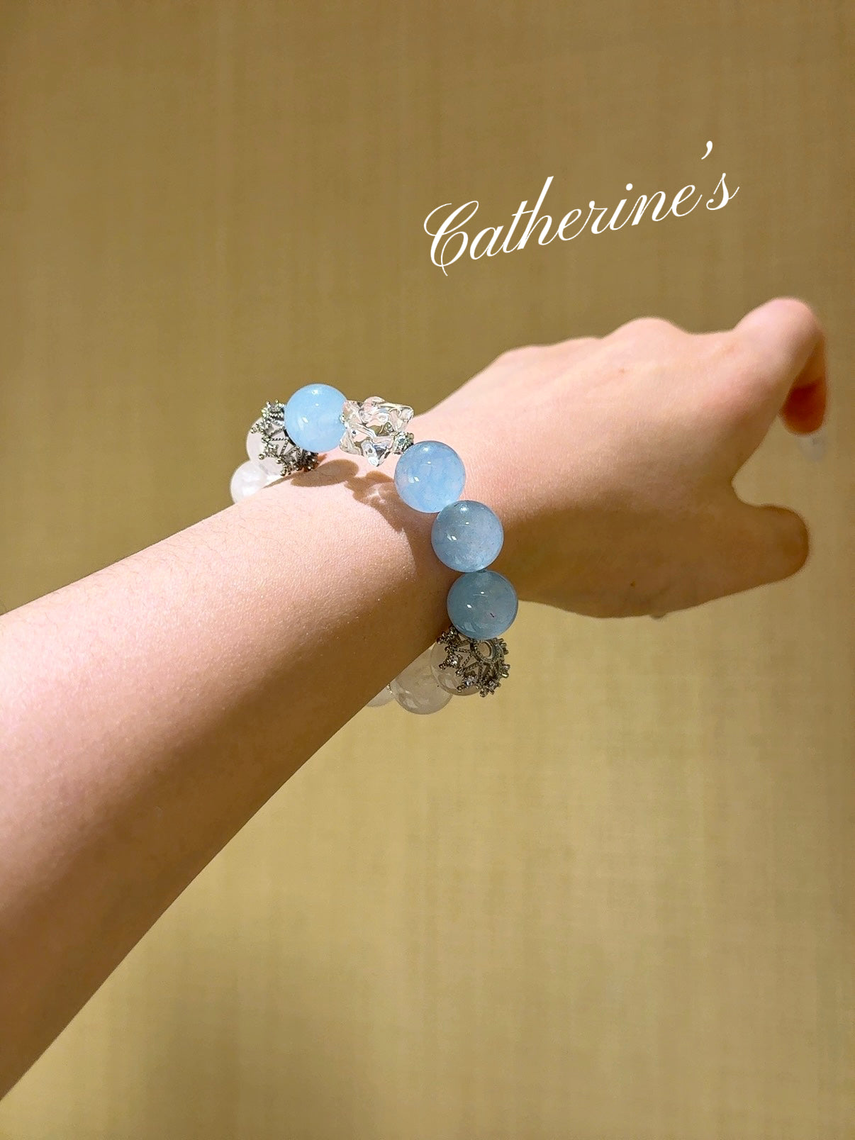 🔵⚪️ Blue Chalcedony White Phantom White Crystal Merkaba Bracelet Inspire Creativity | Harmonize Relationships | Soothe Emotions | Attract Prosperity